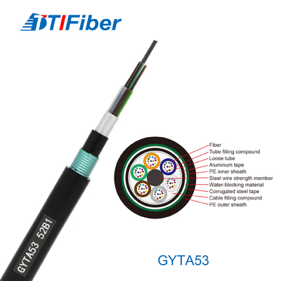 کابل فیبر نوری تک حالته GYTA53 مشکی برای FTTH