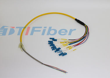 LC UPC APC بسته نرم افزاری فیبر نوری Pigtail ، زرد / نارنجی تک حالت Pigtail