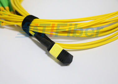 کابل های زرد 12 هسته MPO به FC فیبر نوری Patch برای شبکه مخابراتی