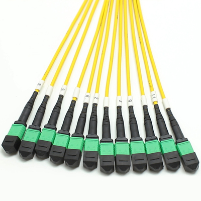 کابل فانوت MPO با از دست دادن کم مقدار بزرگ هسته 1M 144F SMG657A1 MPO APC به MPO APC Breakout Fiber Optic Patch Cord