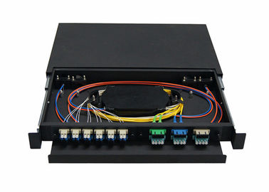 جعبه ترمینال فیبر نوری با رک نصب شده با آداپتورهای SC / Pigtails